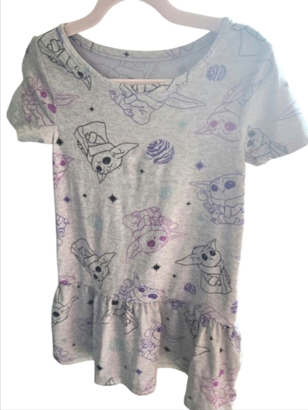 Star Wars Gray/Purple Grogu Graphic Girls Dress - XS 4/5